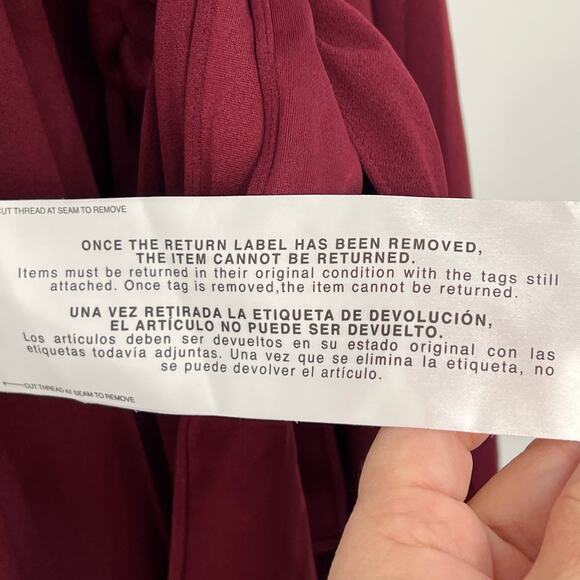 Dress The Population Alessia Wine Burgundy V-Neck Tie Waist Crepe Size XS NWT - Picture 7 of 16